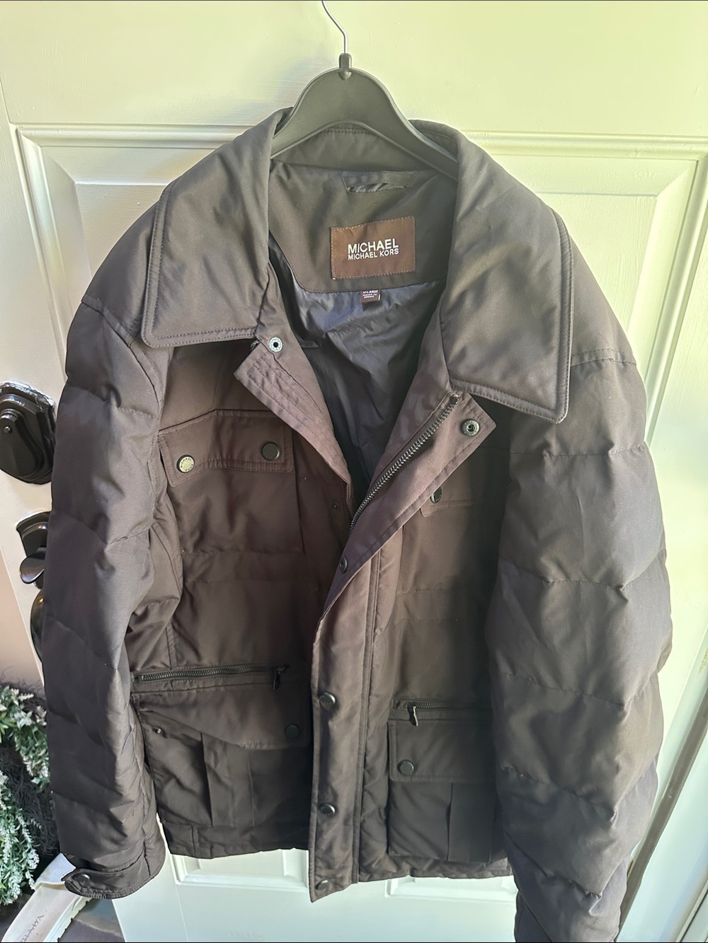 Michael Kors Men's Brown Quilted Insulated Jacket